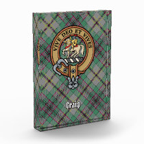 Clan Craig Crest over Tartan Acrylic Award