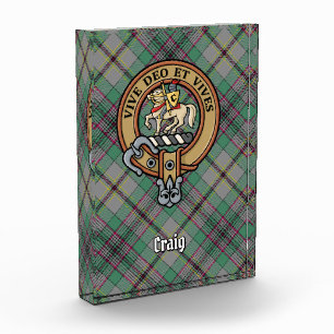 Clan Craig Crest over Tartan Acrylic Award