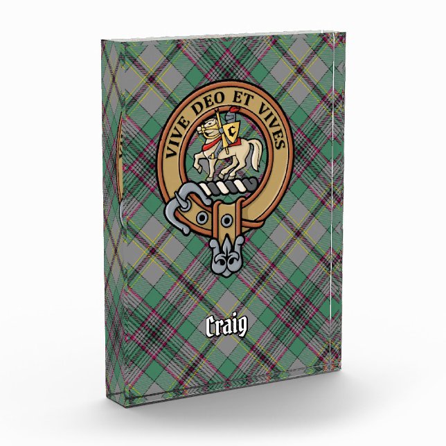 Clan Craig Crest over Tartan Acrylic Award (Left)