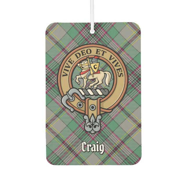 Clan Craig Crest over Tartan Air Freshener (Front)