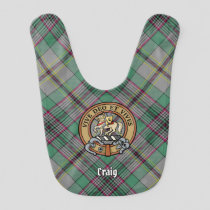 Clan Craig Crest over Tartan Baby Bib