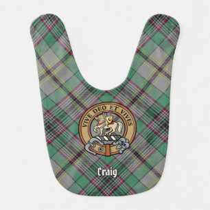 Clan Craig Crest over Tartan Baby Bib