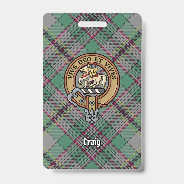 Clan Craig Crest over Tartan Badge (Front)