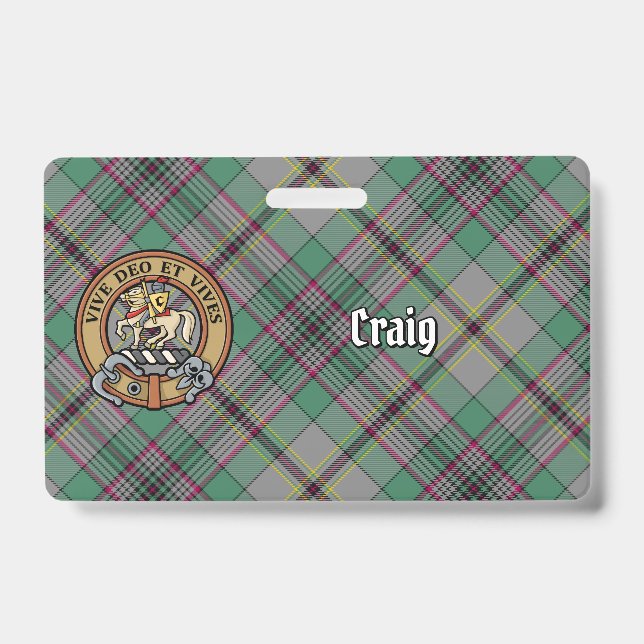 Clan Craig Crest over Tartan Badge (Front)
