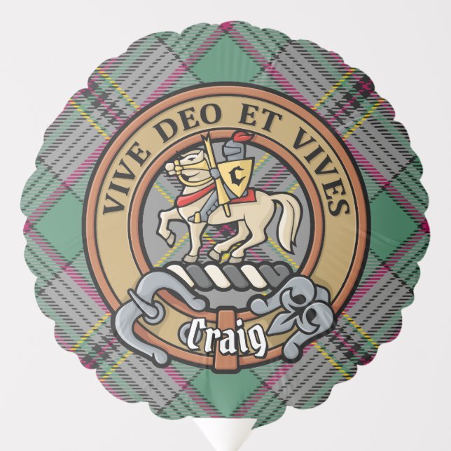 Clan Craig Crest over Tartan Balloon (Front)