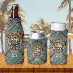 Clan Craig Crest over Tartan Bottle Cooler