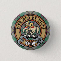 Clan Craig Crest over Tartan Button