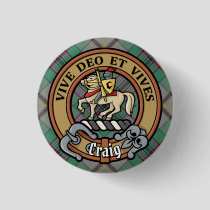 Clan Craig Crest over Tartan Button