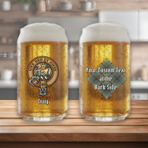 Clan Craig Crest over Tartan Can Glass