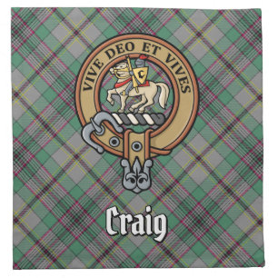 Clan Craig Crest over Tartan Cloth Napkin