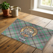 Clan Craig Crest over Tartan Cloth Placemat