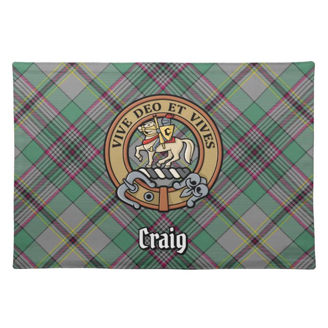 Clan Craig Crest over Tartan Cloth Placemat (Front)