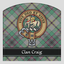 Clan Craig Crest over Tartan Door Sign