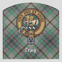 Clan Craig Crest over Tartan Door Sign