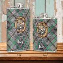 Clan Craig Crest over Tartan Flask