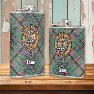 Clan Craig Crest over Tartan Flask