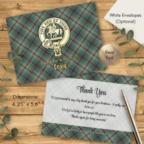 Clan Craig Crest over Tartan Foil Invitation Postcard