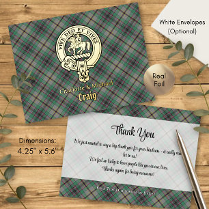Clan Craig Crest over Tartan Foil Invitation Postcard