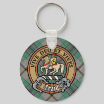 Clan Craig Crest over Tartan Keychain