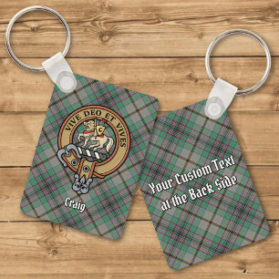 Clan Craig Crest over Tartan Keychain