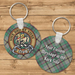 Clan Craig Crest over Tartan Keychain