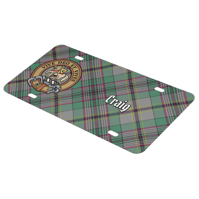 Clan Craig Crest over Tartan License Plate (Side)