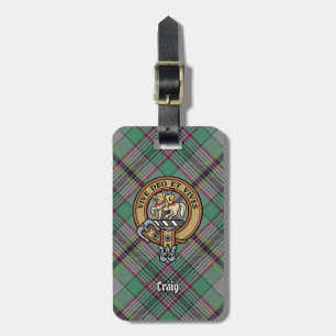Clan Craig Crest over Tartan Luggage Tag