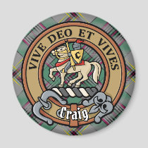 Clan Craig Crest over Tartan Magnet