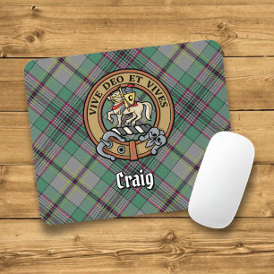 Clan Craig Crest over Tartan Mouse Pad