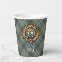 Clan Craig Crest over Tartan Paper Cups