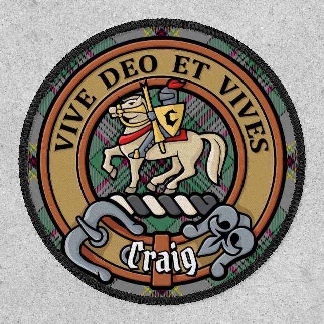 Clan Craig Crest over Tartan Patch (Front)