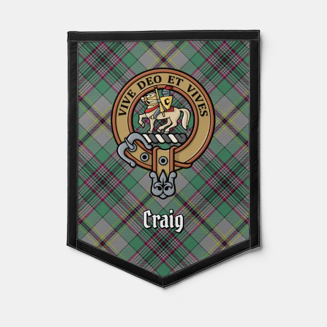 Clan Craig Crest over Tartan Pennant (Front)