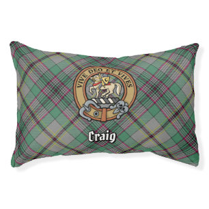 Clan Craig Crest over Tartan Pet Bed