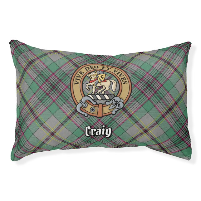 Clan Craig Crest over Tartan Pet Bed (Front)