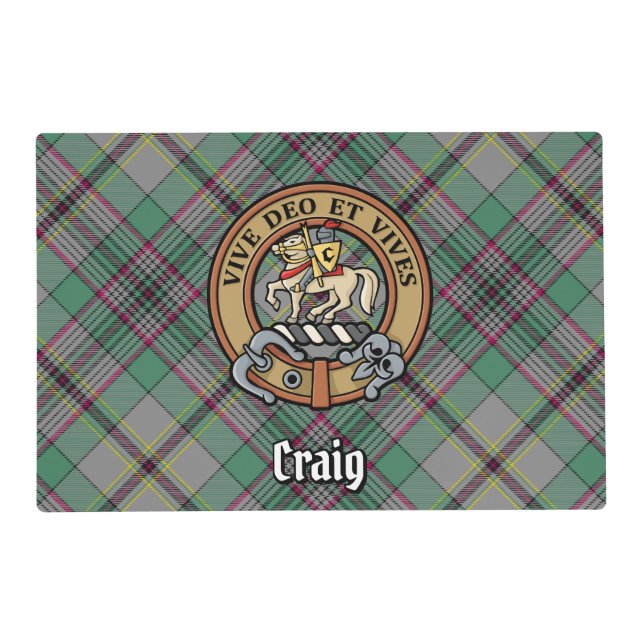 Clan Craig Crest over Tartan Placemat (Front)