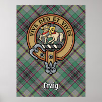 Clan Craig Crest over Tartan Poster