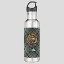 Clan Craig Crest over Tartan Stainless Steel Water Bottle
