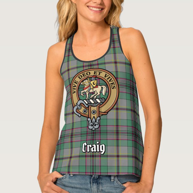 Clan Craig Crest over Tartan Tank Top (Front)