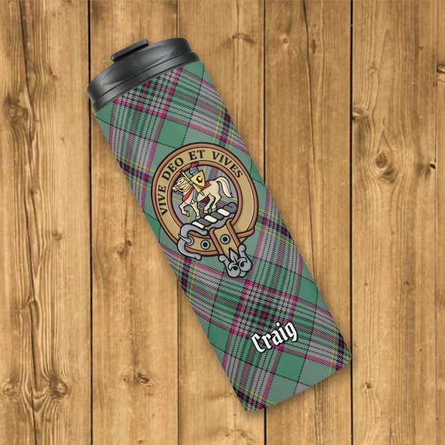 Clan Craig Crest over Tartan Thermal Tumbler (Creator Uploaded)