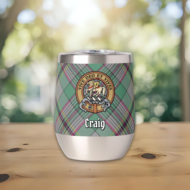 Clan Craig Crest over Tartan Thermal Wine Tumbler (Creator Uploaded)