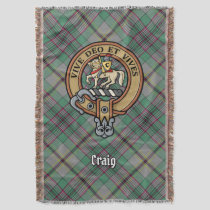 Clan Craig Crest over Tartan Throw Blanket