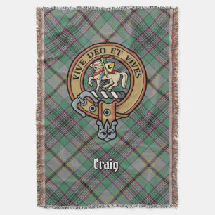 Clan Craig Crest over Tartan Throw Blanket