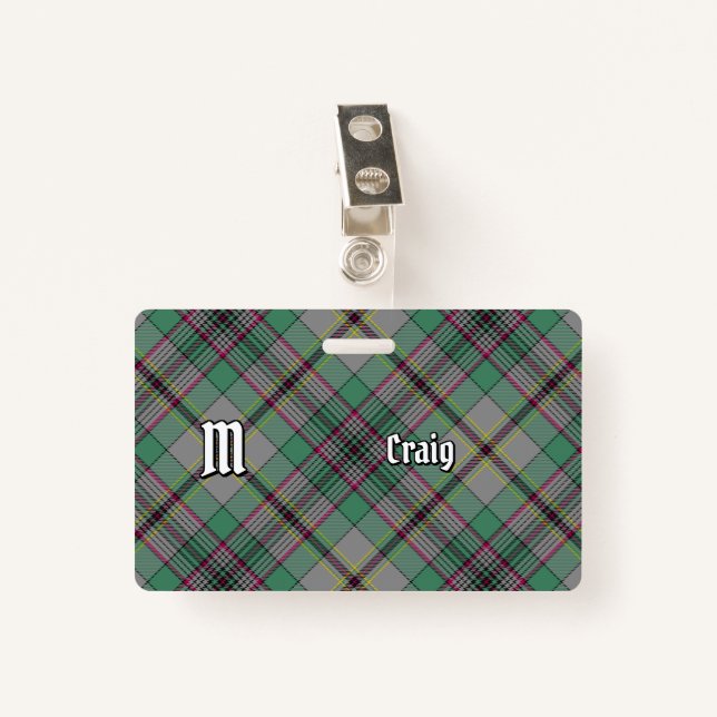 Clan Craig Tartan Badge (Front with Clip)