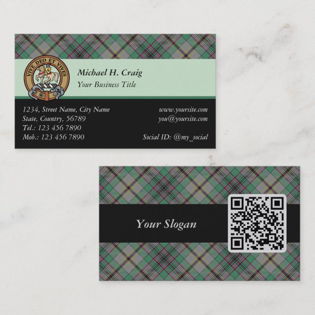 Clan Craig Tartan Business Card (Front/Back)