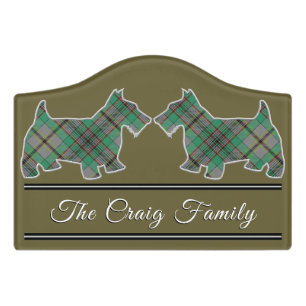 Clan Craig Tartan Scottish Terrier Door Sign