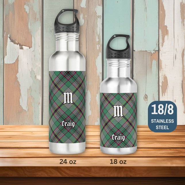 Clan Craig Tartan Stainless Steel Water Bottle (Creator Uploaded)