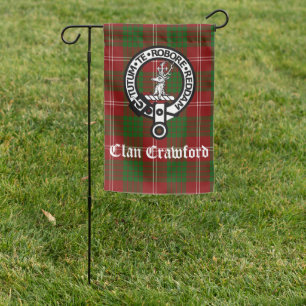 Clan Crawford Crest Badge and Tartan  Garden Flag