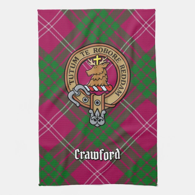 Clan Crawford Crest Kitchen Towel (Vertical)