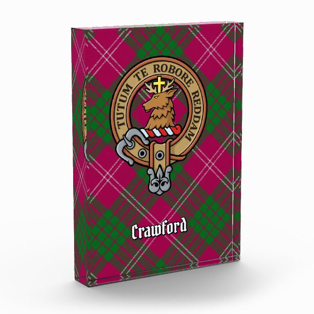 Clan Crawford Crest over Tartan Acrylic Award (Left)
