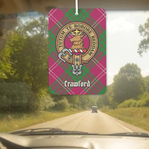 Clan Crawford Crest over Tartan Air Freshener